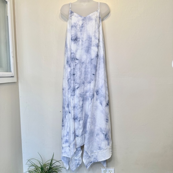 Rachel Zoe Linen Blend Tie Dye Pattern Lace Waterfall Summer Swim Coverup Dress - Picture 3 of 12
